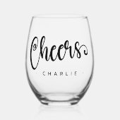 Cheers niedlicher Skript-individuelle Name Weinglas Ohne Stiel (Vorderseite)