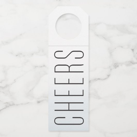 Cheers Ocean Blue Aquarell Hochzeit in Urlaubsort Flaschenanhänger (Vorderseite)