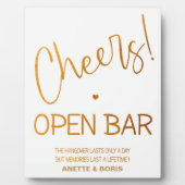 Cheers Open Bar sign Gold Tabletop Plaque  Fotoplatte (Vorderseite)