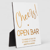 Cheers Open Bar sign Gold Tabletop Plaque  Fotoplatte (Seite)