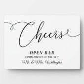Cheers Open Bar Wedding Sign Fotoplatte (Vorderseite)