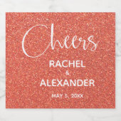 CHEERS Orange Glitzer Wedding Sparkling Wine Label Schaumweinetikett (Einzelnes Label)