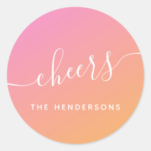 Cheers Orange Pink Christmas Runder Aufkleber