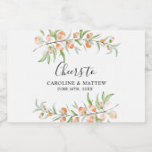 Cheers Peach Rose Wedding Sparkling Wine Bottle L Schaumweinetikett (Einzelnes Label)