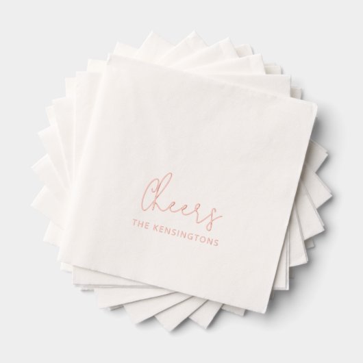 Cheers Personalisiert Name Moderne Script Wedding Servietten Mit Folie (Insitu (Gestapelt))