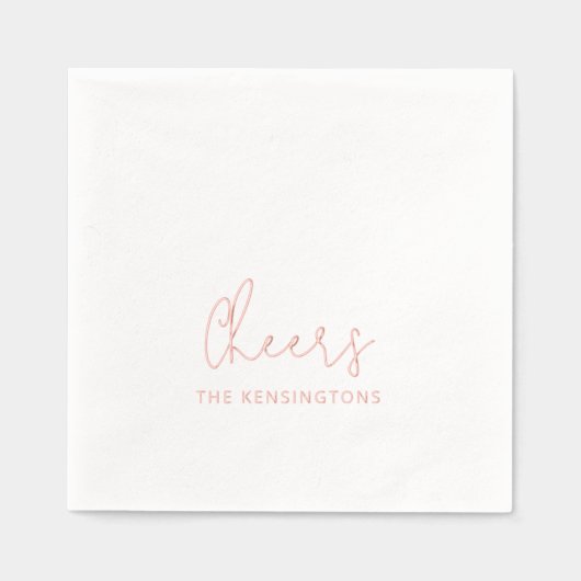 Cheers Personalisiert Name Moderne Script Wedding Servietten Mit Folie (Vorderseite)