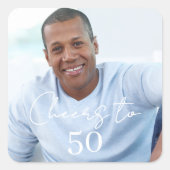 Cheers photo birthday party quadratischer aufkleber (Vorderseite)