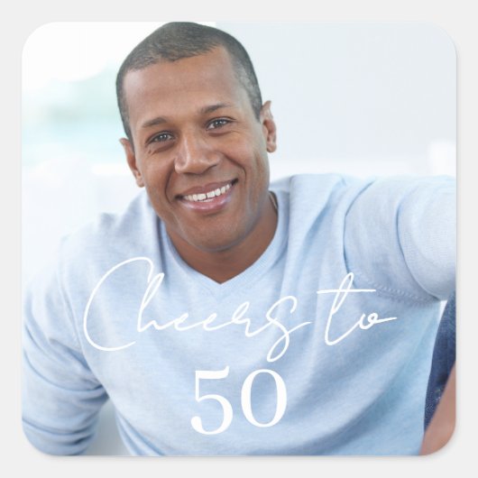 Cheers photo birthday party quadratischer aufkleber (Vorderseite)