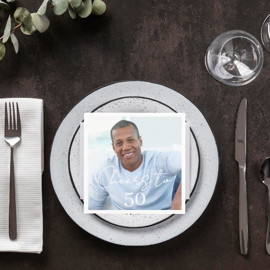 Cheers photo birthday party serviette