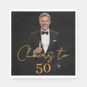 Cheers photo gold birthday party luncheon serviette (Vorderseite)