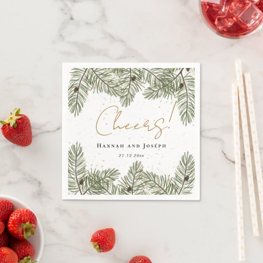 Cheers Pine & Gold Weihnachtsfeier Serviette (Beispiel)