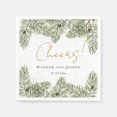 Cheers Pine & Gold Weihnachtsfeier Serviette (Vorderseite)