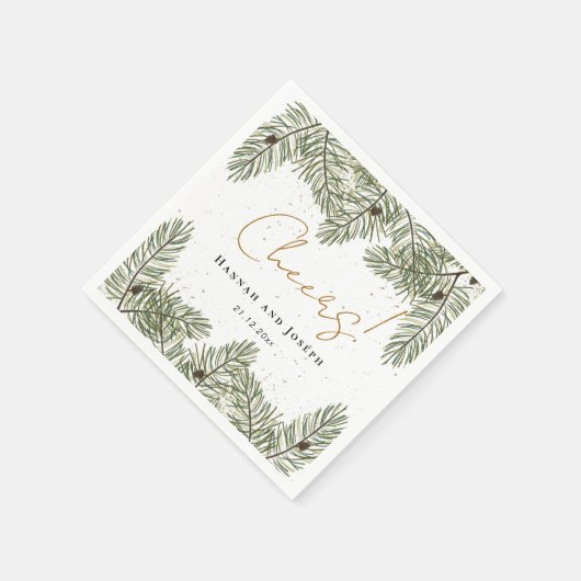 Cheers Pine & Gold Weihnachtsfeier Serviette (Ecke)