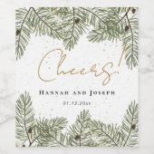 Cheers Pine & Gold Weihnachtsfeier Weinetikett (Einzelnes Label)