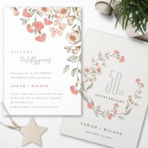 Cheers Pink Blume Wreath 50th Anniversary Einladun