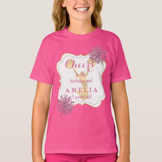 Cheers Pink Cheer Cheerleader Birthday Girl T-Shir T-Shirt (Vorderseite)