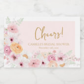 Cheers Pink Floral Brautparty Schaumweinetikett (Einzelnes Label)