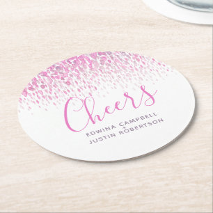 Cheers Pink lila moderne Kunst Aquarellabben Runder Pappuntersetzer