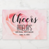 Cheers Pink Rose Brautparty Mini Schaumweinetikett (Einzelnes Label)