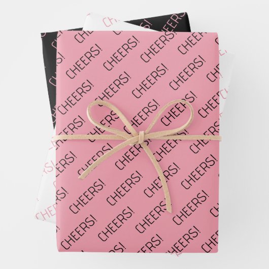 Cheers Pink White Black Wrapping Paper Geschenkpapier Set (Beispiel)