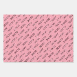Cheers Pink White Black Wrapping Paper Geschenkpapier Set