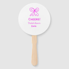 Cheers purple pink bow bridal shower add name  fächer