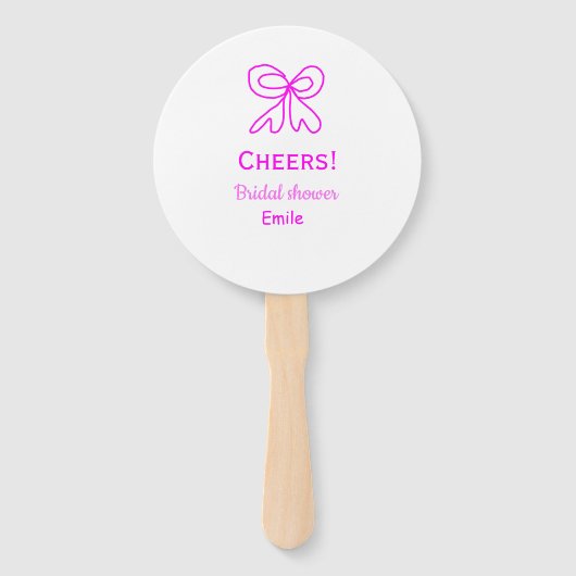 Cheers purple pink bow bridal shower add name  fächer (Vorderseite)