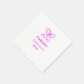 Cheers purple pink bow bridal shower add name serviette (Ecke)