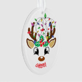 Cheers Rentier in Licht gewickelt Ornament (Vorderseite)