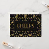 Cheers Retro Art Deko Holidays Karte (Vorderseite/Rückseite Beispiel)