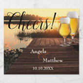 Cheers Romantic Sunset Wedding Beer Label Bierflaschenetikett (Einzelnes Label)