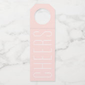 Cheers rosa moderne Hochzeit in Urlaubsort Flaschenanhänger (Vorderseite)