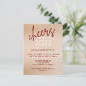 Cheers Roter Glitzer Neujahr Party Einladung (Stehend Vorderseite)