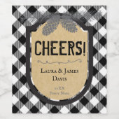 Cheers Rustic Buffalo Kariert Holiday Weinetikett (Einzelnes Label)