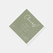 Cheers Sage Green Elegante Blumenstrauß Art Weddin Serviette (Ecke)