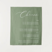 Cheers Sage Green Wedding Drinks Fabric Sign Wandteppich (Vorderseite)