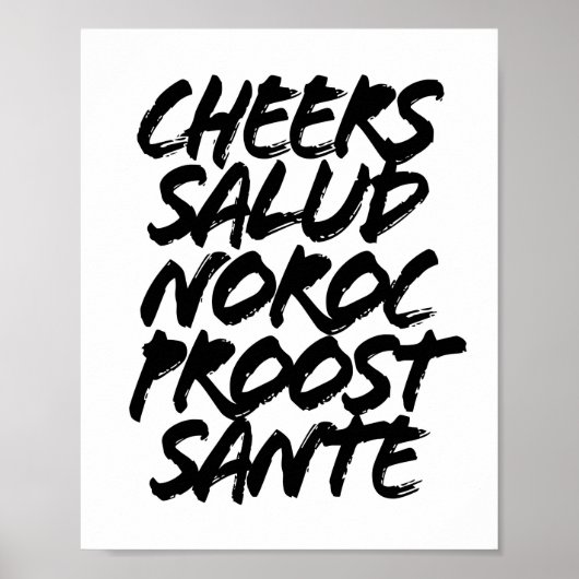 Cheers Salud Noroc Proost Sante Grunge Caps Poster (Vorne)