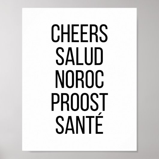Cheers Salud Noroc Proost Sante Poster (Vorne)