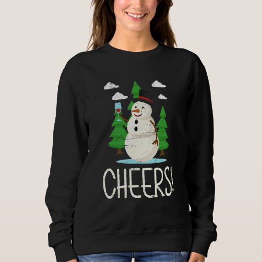 Cheers Santa Claus Snowman Happy Holidays Sweatshirt (Vorderseite)