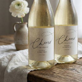 Cheers Schrift-Typografie Weiße Hochzeit Weinetikett