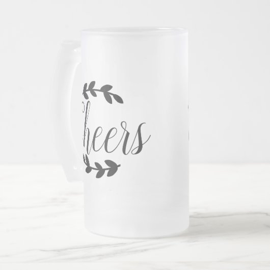 Cheers Script & Black Laurels Mattglas Bierglas (Vorderseite Links)