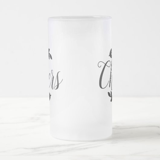 Cheers Script & Black Laurels Mattglas Bierglas (Mittel)