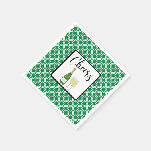 Cheers Script Champagne Flutes Celebration Serviette (Ecke)