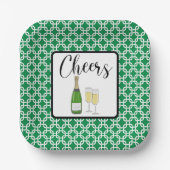 Cheers Script Champagne Glasses Celebration Pappteller (Vorderseite)