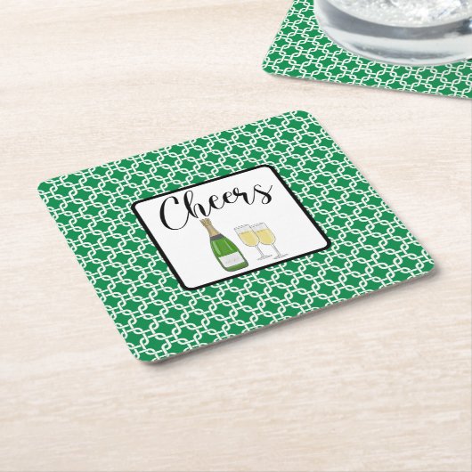 Cheers Script Champagne Glasses Celebration Rechteckiger Pappuntersetzer (angewinkelt)