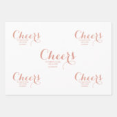 Cheers Script Color Pink Gold Gray Wedding Geschenkpapier Set (Vorderseite 3)