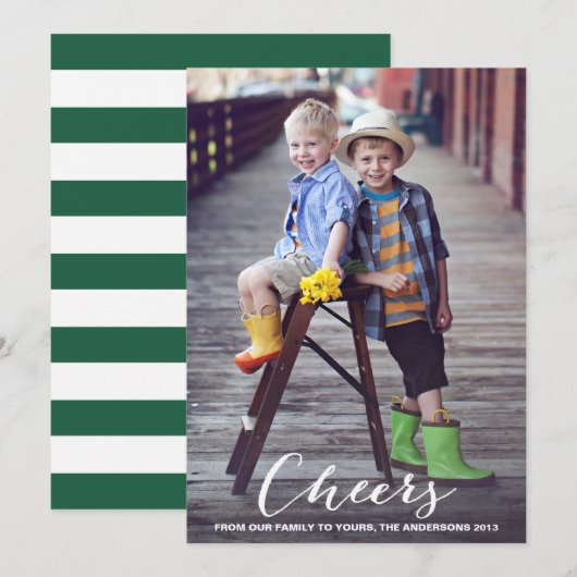 CHEERS SCRIPT | FERIENFOTOKARTE FEIERTAGSKARTE (Vorne/Hinten)