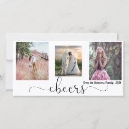 Cheers Script Happy New Year Family Foto Collage Feiertagskarte