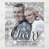 CHEERS Script Modernes benutzerdefiniertes Foto Weinetikett (Einzelnes Label)
