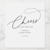 Cheers Script Typography White Wedding Weinetikett (Einzelnes Label)
